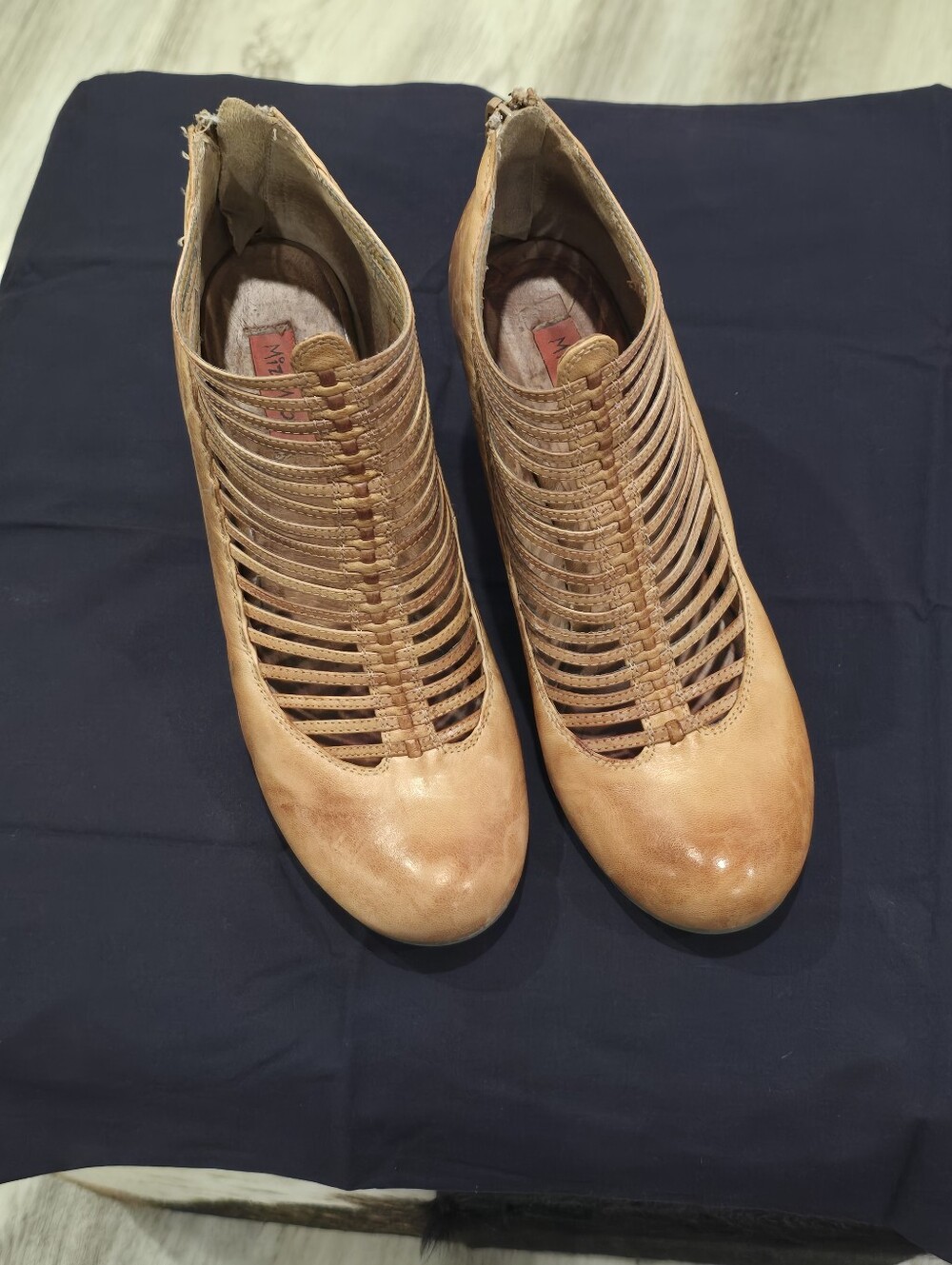 Miz Mooz Sloane Women’s Tan Strappy Leather Booties - Stylish Everyday Comfort